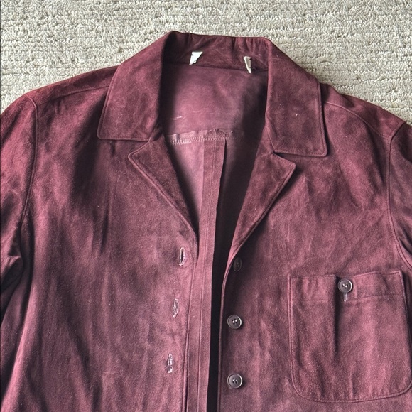 Burgundy Suede Button Down Shirt - Picture 4 of 9